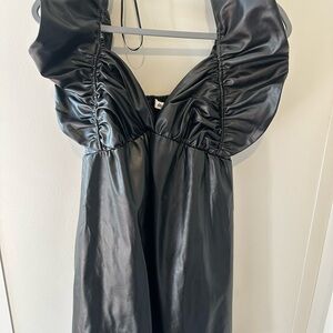 Black Babydoll Mini Dress with Puff Sleeves